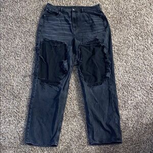 Distressed Black-Gray AE Baggy Jeans